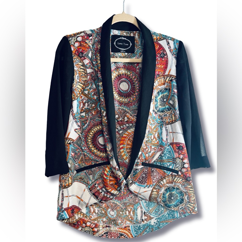 Love Tree Statement Cardigan – Bold Mandala Print (M)